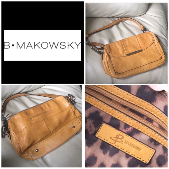 b. makowsky Handbags - B Makowsky Yellow Tan Leather Handbag Purse Bag